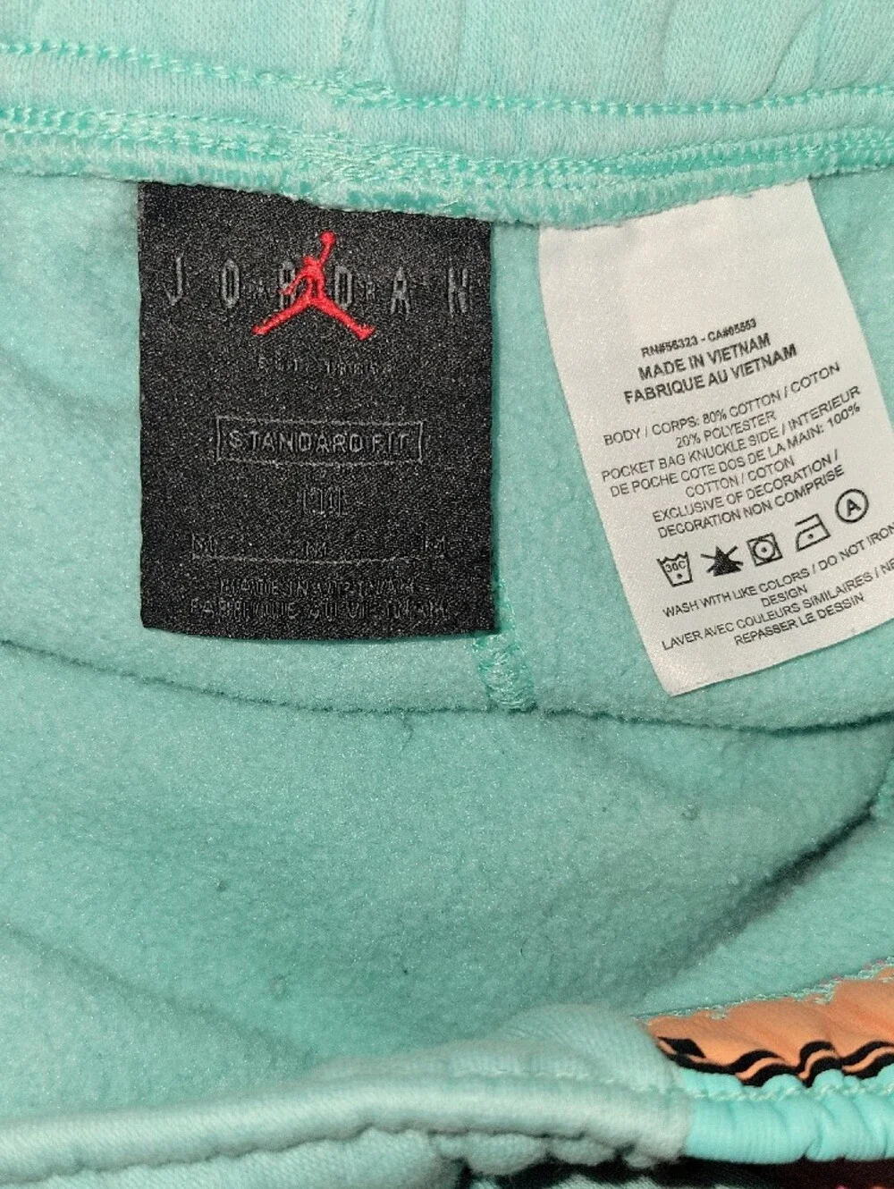 Jordan Mint Green Sweatpants with Multicolor Logo Stripe